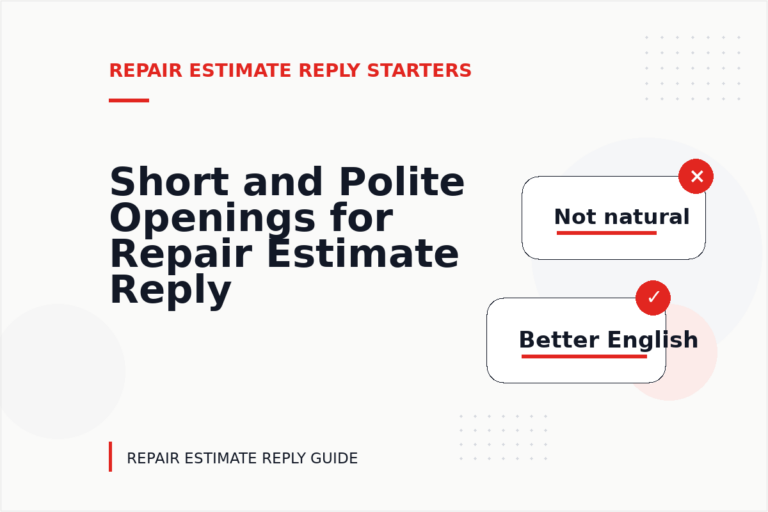 Short and Polite Openings for Repair Estimate Reply English Short and Polite Openings for Repair Estimate Reply English