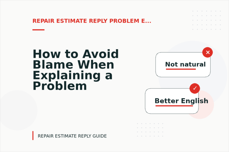 How to Avoid Blame When Explaining a Problem in Repair Estimate Reply English