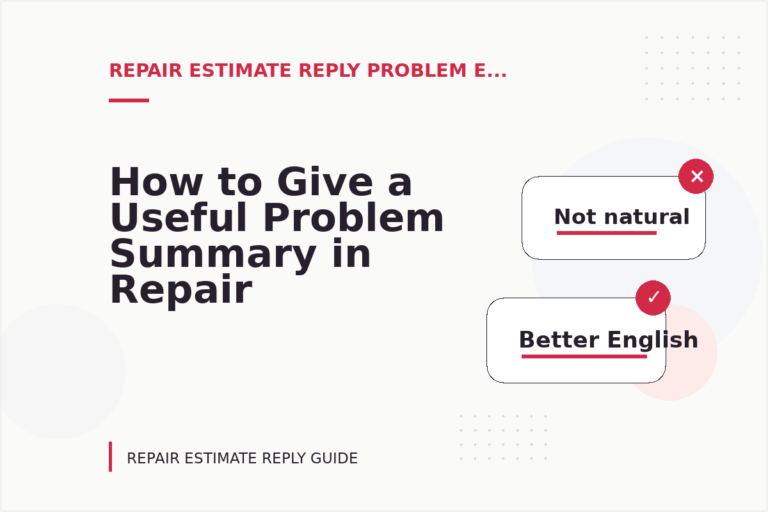 How to Give a Useful Problem Summary in Repair Estimate Reply English